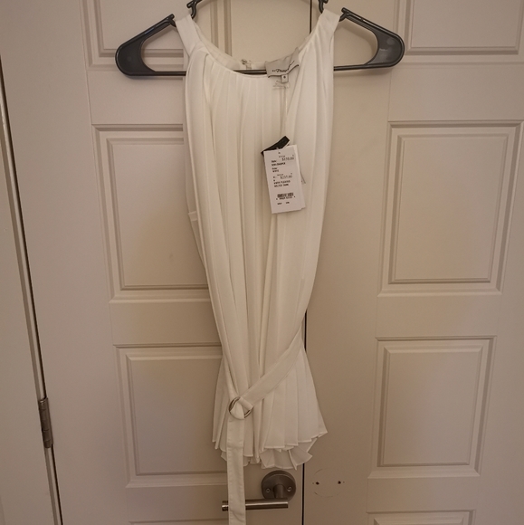 3.1 Phillip Lim knife pleated belted tank white 6 - Picture 2 of 5
